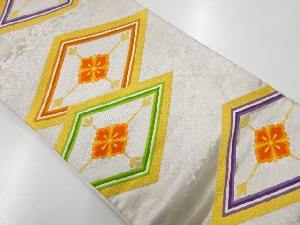 アンティーク　菱に若松・花模様織出し袋帯（材料）